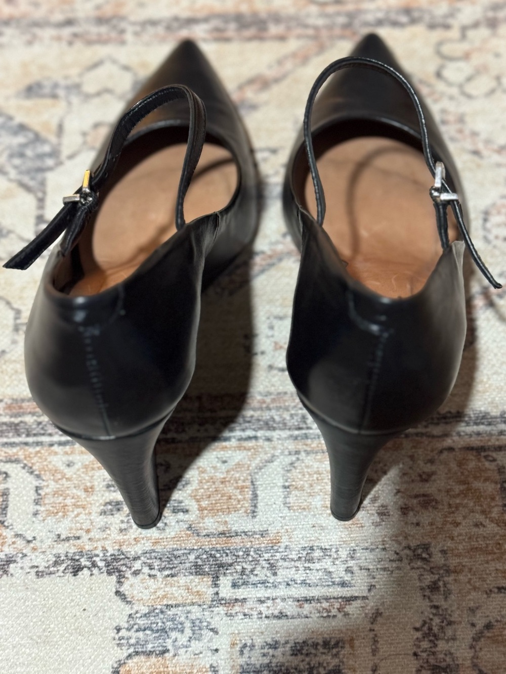 Maeve Black Pointed-Toe Mary Jane Pumps with Ankle Strap Size 40 - Picture 3 of 6
